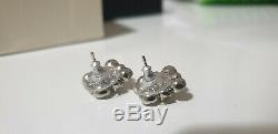 Chanel Crystal Cluster Baroque Square Silver Classic Mini Cc Logo Stud Earrings