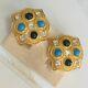 Christian Dior Germany Cabochon Earrings Crystals Vintage Mint Condition