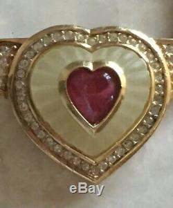 Christian Dior Germany Lucite Cabochon Crystal Heart Necklace Gold-tone Vtg