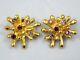 Christian Lacroix Gold Gilt Abstract Anemone Flower Clip Earrings Pink Crystals