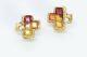 Christian Lacroix Paris Multi Color Crystal Cross Earrings