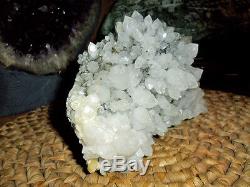Crystal Cluster & Pyrite Crystal on Black Stone Large Beautiful Gallery Unique