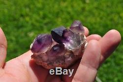 Deep Amethyst 2x Enhydro Brandberg quartz crystal cluster on matrix Namibia