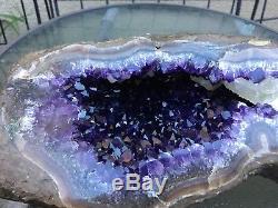 Deep Purple Uruguayan Amethyst Geode Cluster Quartz Crystal Agate Calcite