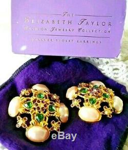 ELIZABETH TAYLOR AVON 1994 Forever Violet Haute Couture EarringsMEGA RARE