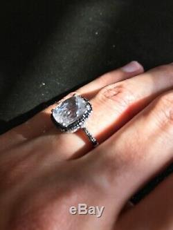 Estate vintage 925 sterling silver ring black diamond & white quartz, unique