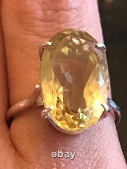 Estate vintage lemon quartz sterling silver ring, incredible sliver work