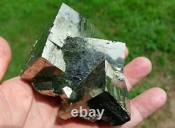 Exceptional, Very Rare, Large Bright Golden Pyrite Crystal Cluster, Italy