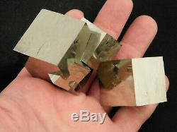 FOUR! 100% Natural Entwined PYRITE Crystal Cubes in a Big Cluster! Spain 395gr