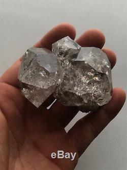 Genuine 73mm NY Herkimer Diamond Quartz Crystal Cluster-Rainbows-Hydrocarbon