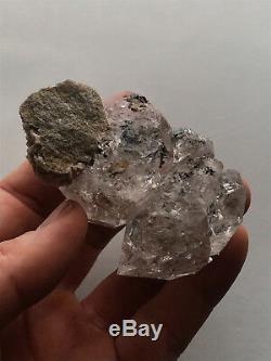 Genuine 73mm NY Herkimer Diamond Quartz Crystal Cluster-Rainbows-Hydrocarbon