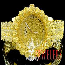 Genuine Diamond Khronos Jojino Jojo Yellow Cluster Bezel Mens Custom Band Watch