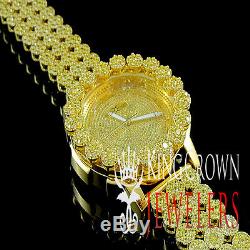 Genuine Diamond Khronos Jojino Jojo Yellow Cluster Bezel Mens Custom Band Watch
