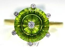 Glenn Lehrer Fern Green Quartz & Diamond 9ct Yellow Gold Torus ring U 10 1/4