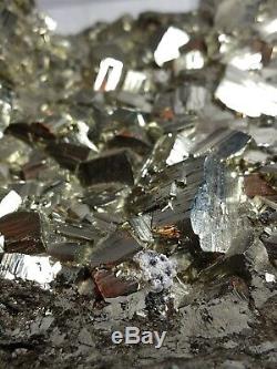 Gorgeous iron pyrite crystal cluster specimen, Peru 12.42lbs. Fools gold! XXL