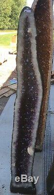 High Gd. 5.6 Ft 420 Lb Brazilian Amethyst Crystal Cathedral Cluster Geode Pair