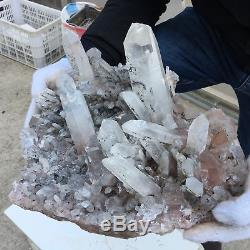 Huge 25.7LB Natural white quartz vug cluster druzy crystal wand point healing