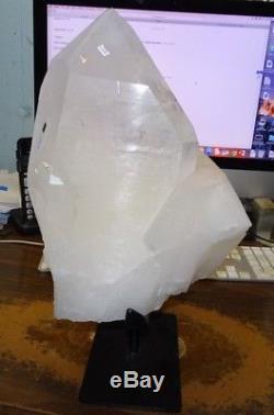 Huge Clear Quartz Crystal Cluster Geode From Brazil Cathedral Steel Stand