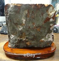 Huge Polished Citrine Crystal Cluster Geode From Brazil Cathedral Wooden Stand