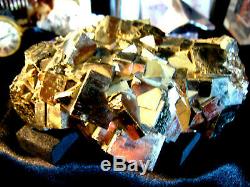 Huge Pyrite Crystal Cluster, Beautiful Hi Luster Gold Pyrite, Peru