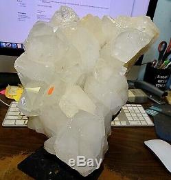 Huge Quartz Crystal Cluster Geode From Brazil Cathedral Steel Stand