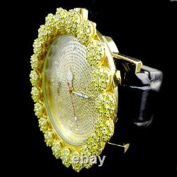 Iced Real Diamond Mens Khronos Joe Rodeo Yellow Gold Finish Cluster Bezel Watch
