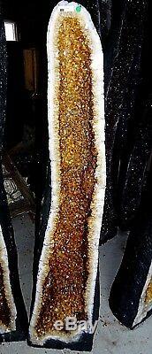Inexpensive Large 56 In. Brazilian Citrine Crystal Cathedral Cluster Geode Pair
