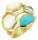 Ippolita 18k Yellow Gold Turquoise Mother Of Pearl Quartz Cluster Ring Size 7