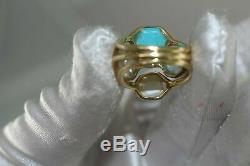 Ippolita 18k Yellow Gold Turquoise Mother of Pearl Quartz Cluster Ring Size 7