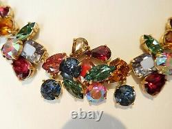 J Crew Crystal Cluster Necklace Multi Color NEW 17.5 19.5