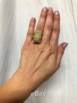 Judith Ripka 18k Canary Quartz Cit & Diamond Cocktail Pave Cluster Ring