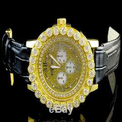 Khronos Mens Yellow Gold Finish Real Diamond Joe Rodeo Cluster Bezel Iced Watch