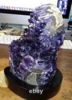 LARGE AMETHYST CRYSTAL CLUSTER CATHEDRAL GEODE FROM URUGUAY With POLISHED RIM