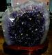 Large Amethyst Crystal Cluster Cathedral Geode From Uruguay With Wood Stand