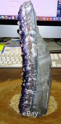 LARGE AMETHYST CRYSTAL CLUSTER GEODE FROM URUGUAY CATHEDRAL! Calcite crystal