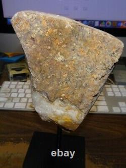 LARGE CITRINE CRYSTAL CLUSTER CATHEDRAL GEODE BRAZIL With STEEL STAND