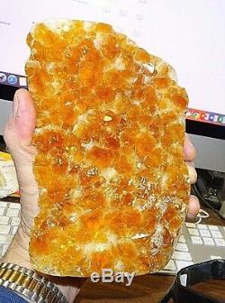 LARGE CITRINE CRYSTAL CLUSTER CATHEDRAL GEODE BRAZIL With STEEL STAND POLISHED