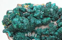 LARGE DIOPTASE WULFENITE Crystal Cluster Emerald Green Mineral Specimen CONGO