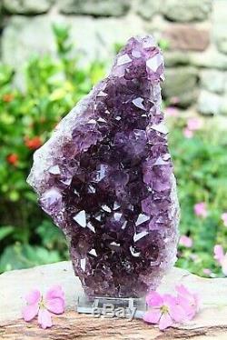 LARGE URUGUAYAN AMETHYST GEODE CRYSTAL CLUSTER FREE STAND 1918g GRADE A++