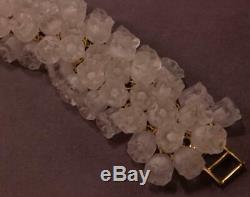 Lalique Muguet Lily Of The Valley Cluster Flower Frosted Clear Crystal Bracelet