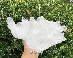 Large 6.335 Lbs Natural Clear Quartz Cluster Healing Energy Length 10.5x7.5