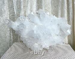 Large 6.335 Lbs Natural Clear Quartz Cluster Healing Energy Length 10.5x7.5