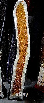 Large 69 In. Brazilian Citrine Crystal Cathedral Cluster Geode Rt. Half Only