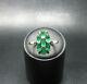 Large 9k Gold 9ct Gold Emerald Cluster Ring With Quartz Accents Size N 1/2 3.41g