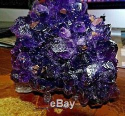 Large Amethyst Crystal Cluster Geode Brazil Cathedral Acrylic Stand Museum Gd