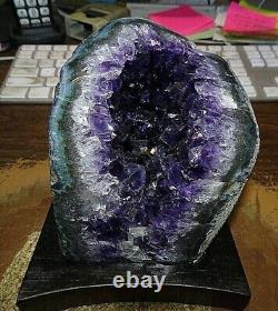 Large Amethyst Crystal Cluster Geode Cathedral From Uruguay Polished Stand