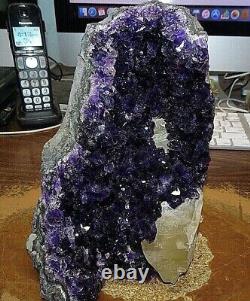 Large Amethyst Crystal Cluster Geode From Uruguay Cathedral Calcite Deposit