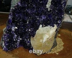 Large Amethyst Crystal Cluster Geode From Uruguay Cathedral Calcite Deposit