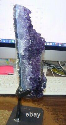 Large Amethyst Crystal Cluster Geode From Uruguay Cathedral Stalactite Base