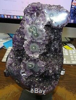 Large Amethyst Crystal Cluster Geode From Uruguay Cathedral Stalactite Bases